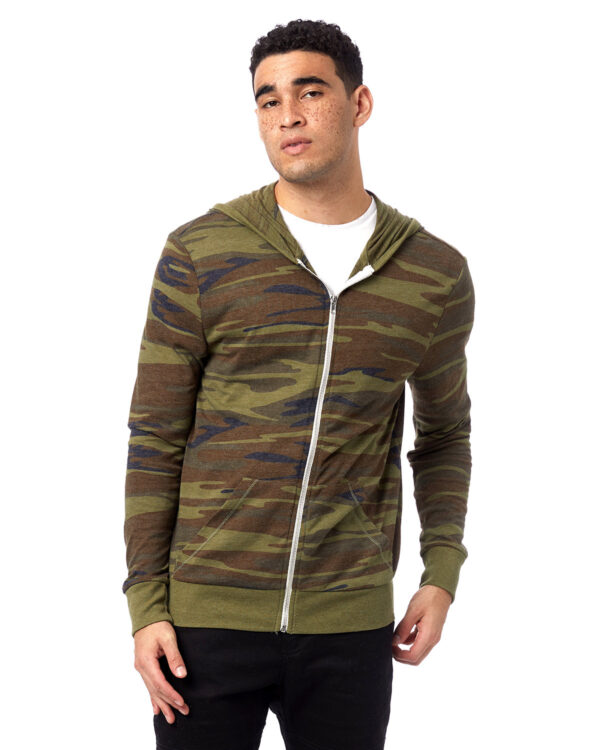 Alternative Men's Triblend Long-Sleeve Printed Full Zip Hoodie AA1970P