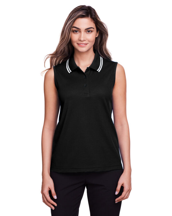 Devon & Jones CrownLux Performance® Ladies' Plaited Tipped Sleeveless Polo DG20SW