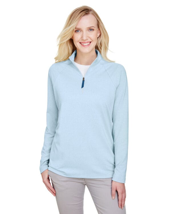 Devon & Jones CrownLux Performance® Ladies' Clubhouse Micro-Stripe Quarter-Zip DG480W