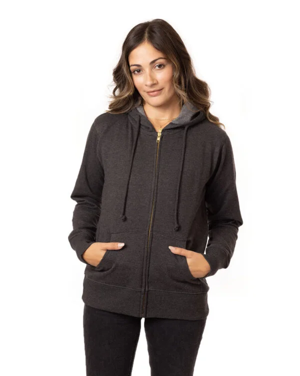 econscious Ladies' Heathered Full-Zip Hooded Sweatshirt EC4580