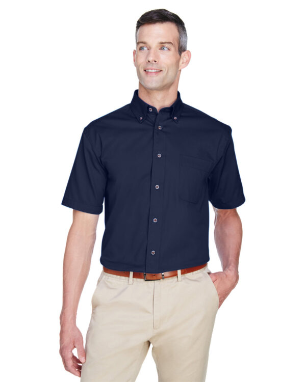 Harriton Men's Easy Blend Short-Sleeve Twill Shirt with Stain-Release M500S