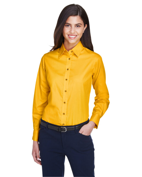 Harriton Ladies' Easy Blend Long-Sleeve Twill Shirt with Stain-Release M500W