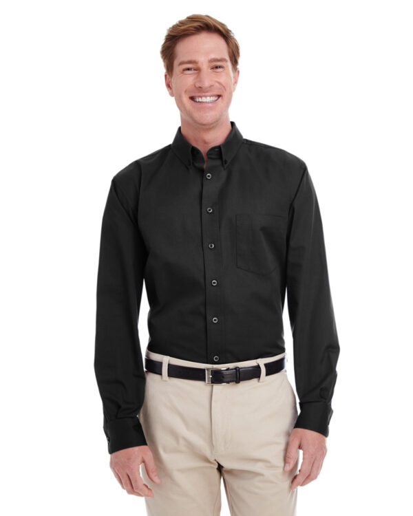 Harriton Men's Foundation 100% Cotton Long-Sleeve Twill Shirt with Teflon M581