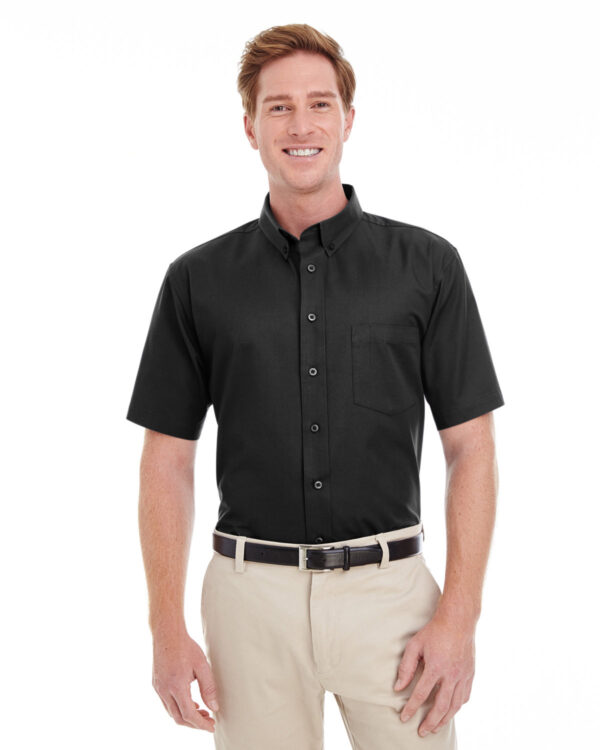 Harriton Men's Foundation 100% Cotton Short-Sleeve Twill Shirt with Teflon M582