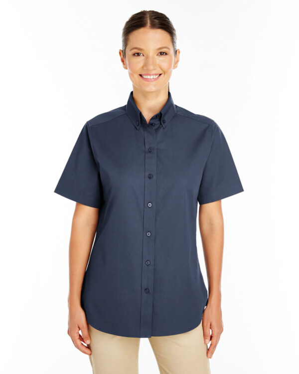 Harriton Ladies' Foundation 100% Cotton Short-Sleeve Twill Shirt with Teflon M582W