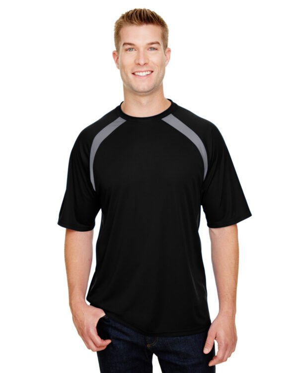 A4 Men's Spartan Short Sleeve Color Block Crew Neck T-Shirt N3001