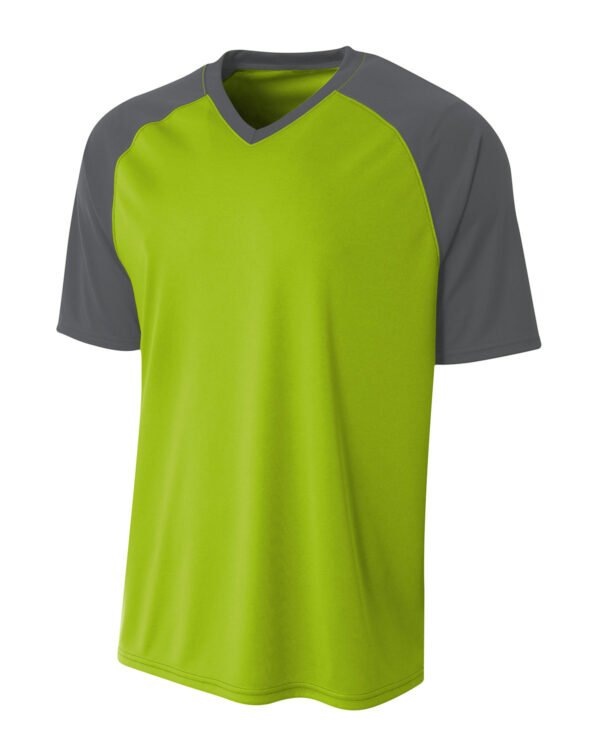 A4 Youth Polyester V-Neck Strike Jersey with Contrast Sleeves NB3373