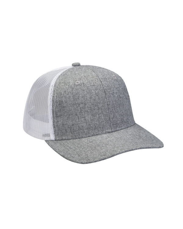 Adams Heather Woven/Soft Mesh Trucker Style Cap PV102