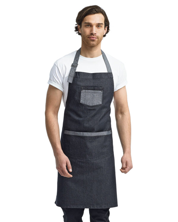 Artisan Collection by Reprime Unisex Domain Contrast Denim Bib Apron RP127