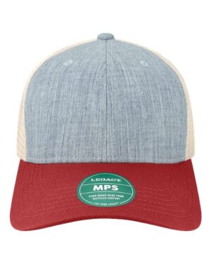 Mid-Pro Snapback Trucker Cap - Melange Light Blue/ Cardinal/ Stone