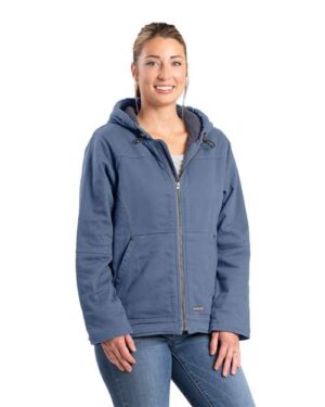 Women's Sherpa-Lined Twill Hooded Jacket