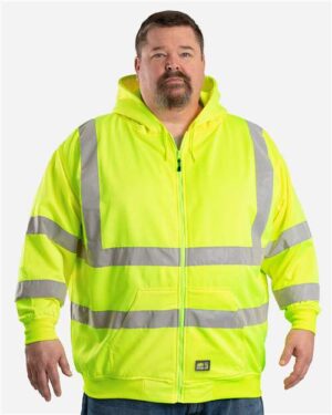 Alternative view of Men's Tall Hi-Vis Class 3 Lined Full-Zip Hooded Sweatshirt