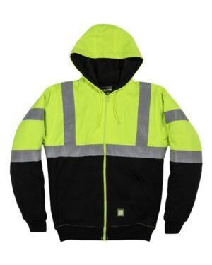 Men's Hi-Vis Class 3 Color Block Full-Zip Hooded Sweatshirt
