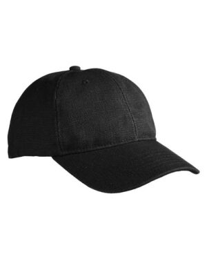 Washed Hemp Unstructured Baseball Cap - Black