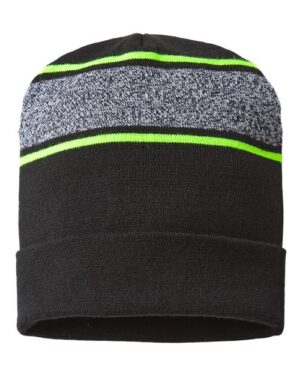 Alternative view of USA-Made Variegated Striped Cuffed Beanie