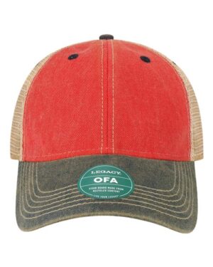 Old Favorite Trucker Cap - Scarlet Red/ Navy/ Khaki