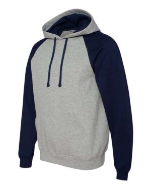 Alternative view of Unisex Nublend® Colorblocked Raglan Hooded Sweatshirt