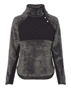 Women's Quilted Fuzzy Fleece Snap Placket Pullover