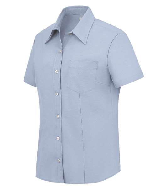 Women's Short Sleeve Stretch Oxford Shirt - Image 6