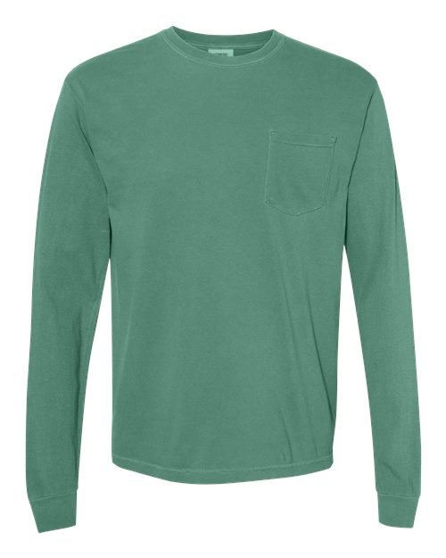Unisex Garment-Dyed Heavyweight Long Sleeve Pocket T-Shirt - Image 59