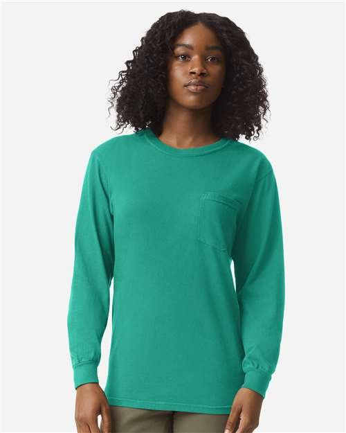 Unisex Garment-Dyed Heavyweight Long Sleeve Pocket T-Shirt - Image 50