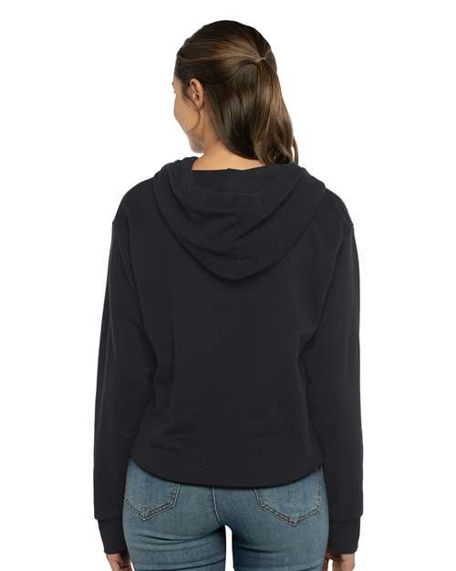 Women's Laguna Sueded Raw Edge Crop Hoodie Sweatshirt - Image 5