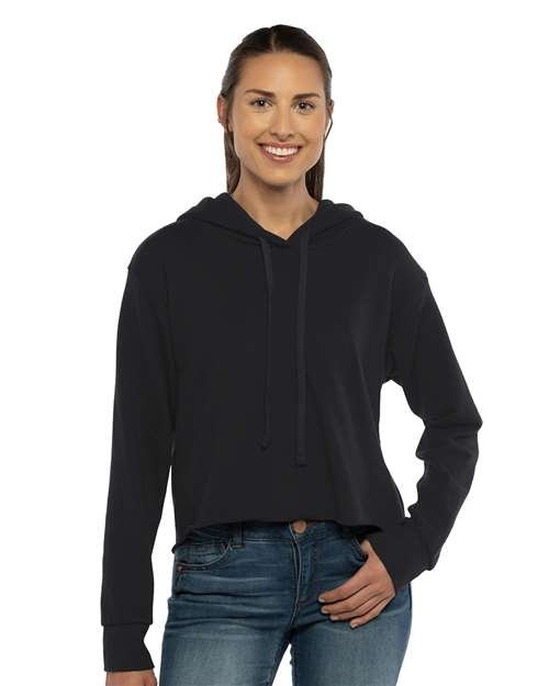 Women's Laguna Sueded Raw Edge Crop Hoodie Sweatshirt - Image 4