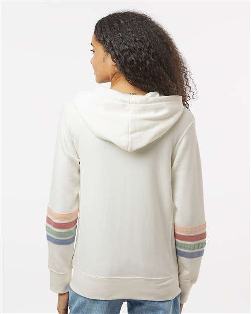 Women's Striped Sleeves Full-Zip Hooded Sweatshirt - Image 19