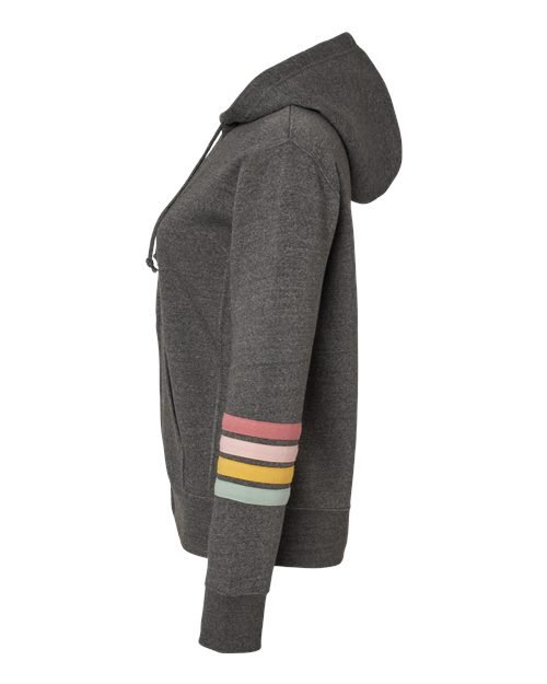 Women's Striped Sleeves Full-Zip Hooded Sweatshirt - Image 3