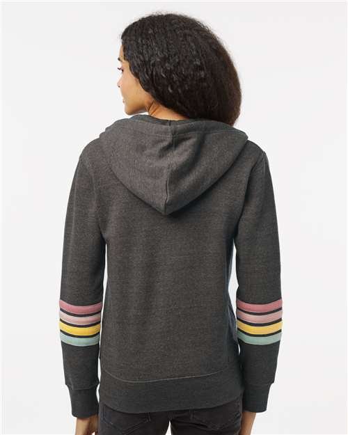 Women's Striped Sleeves Full-Zip Hooded Sweatshirt - Image 6