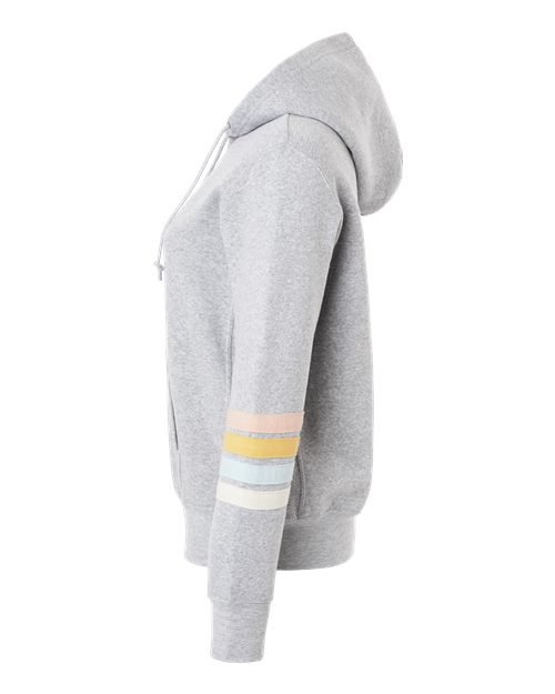 Women's Striped Sleeves Full-Zip Hooded Sweatshirt - Image 10