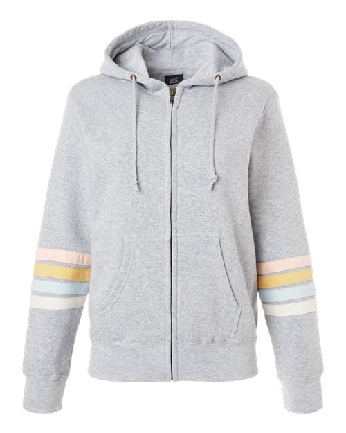 Women's Striped Sleeves Full-Zip Hooded Sweatshirt - Image 8