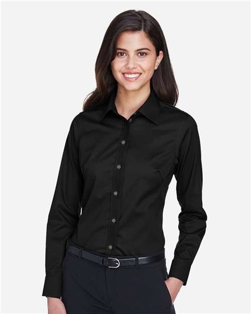 Women's Crown Collection® Solid Stretch Twill Woven Dress Shirt - Image 3