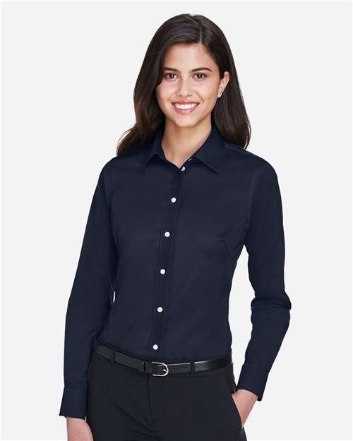 Women's Crown Collection® Solid Stretch Twill Woven Dress Shirt - Image 14