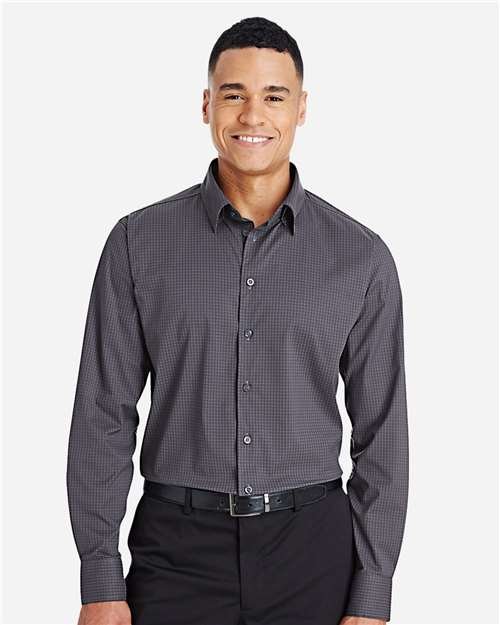 Men's CrownLux Performance® Tonal Mini Check Woven Dress Shirt - Image 2