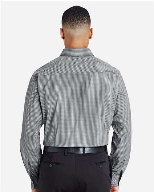 Men's CrownLux Performance® Tonal Mini Check Woven Dress Shirt - Image 9