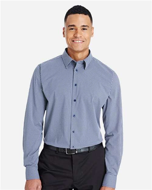 Men's CrownLux Performance® Tonal Mini Check Woven Dress Shirt - Image 11