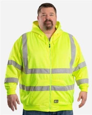 Alternative view of Men's Tall Hi-Vis Class 3 Lined Full-Zip Hooded Sweatshirt
