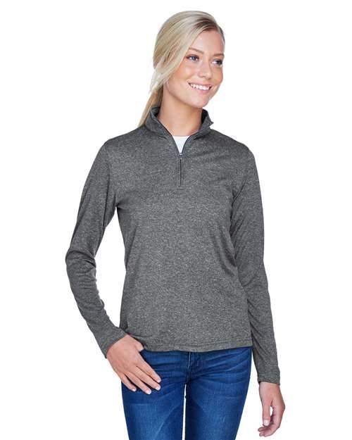 Women's Cool & Dry Heathered Performance Quarter-Zip Pullover - Image 3