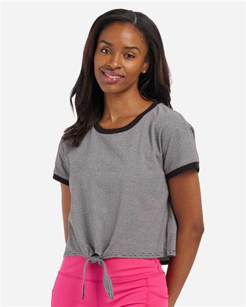 Women's Striped Tie Front T-Shirt - Image 3