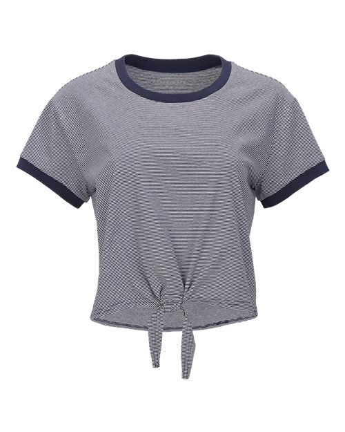 Women's Striped Tie Front T-Shirt - Image 6