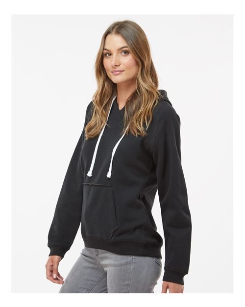 Women's Sueded V-Neck Hooded Sweatshirt - Image 5