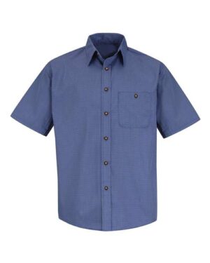 Men's Mini-Plaid Uniform Short Sleeve Shirt