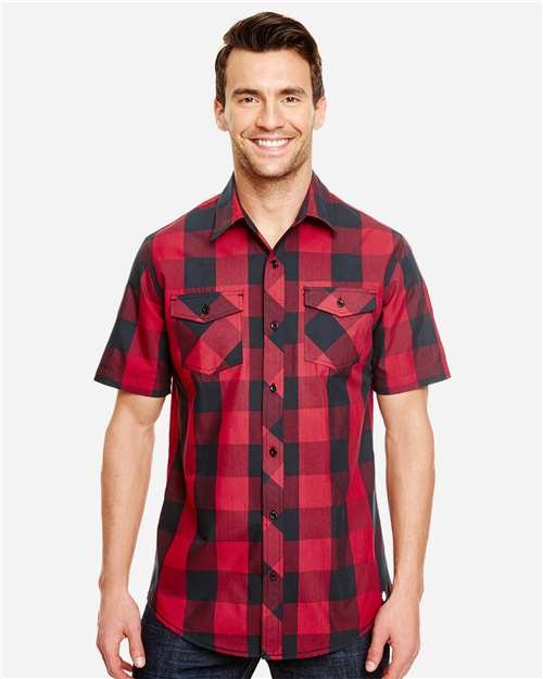 Men's Buffalo Plaid Short Sleeve Shirt - Image 14