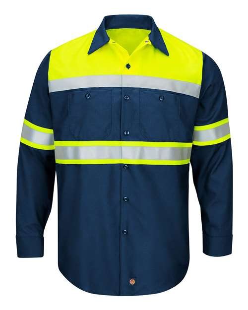Men's Tall Hi-Visibility Colorblock Ripstop Long Sleeve Work Shirt - Image 4