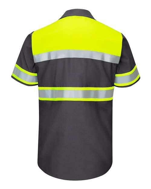 Men's Tall Hi-Visibility Colorblock Ripstop Short Sleeve Work Shirt - Image 2