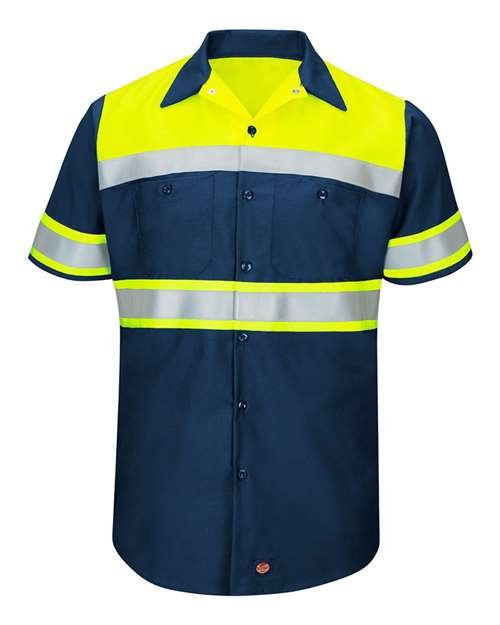Men's Tall Hi-Visibility Colorblock Ripstop Short Sleeve Work Shirt - Image 4