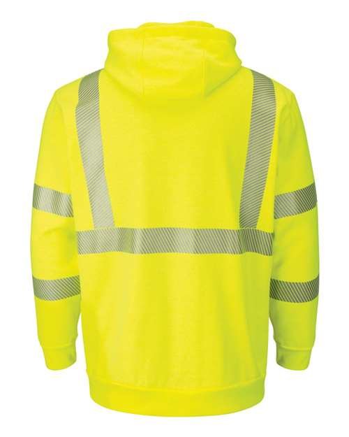Men's Tall Hi-Visibility Zip-Front Hooded Fleece Sweatshirt with Waffle Lining - Image 2