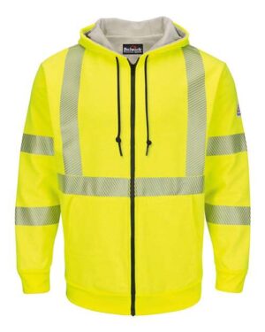 Men's Tall Hi-Visibility Zip-Front Hooded Fleece Sweatshirt with Waffle Lining