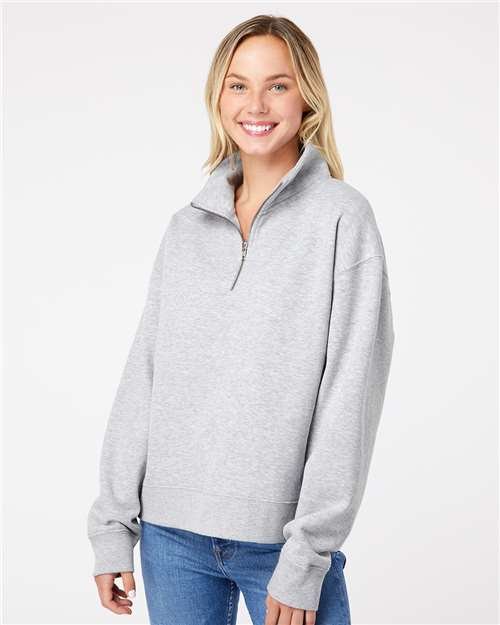 Women's Sueded Fleece Quarter-Zip Sweatshirt - Image 11
